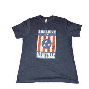 Nashville Graphic T-Shirt I Believe In Nashville Navy Blue Unisex XL